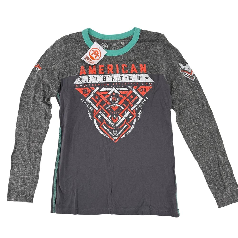 American Fighter Kincaid Logo Shirt Womens Size Small Gray Long Sleeve Cotton